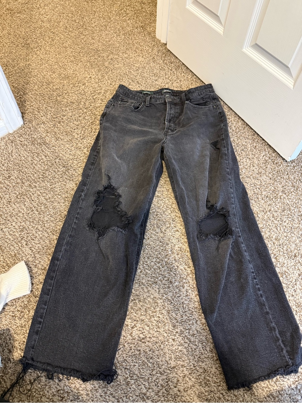 wild fable Black Distressed Straight-Leg Jeans